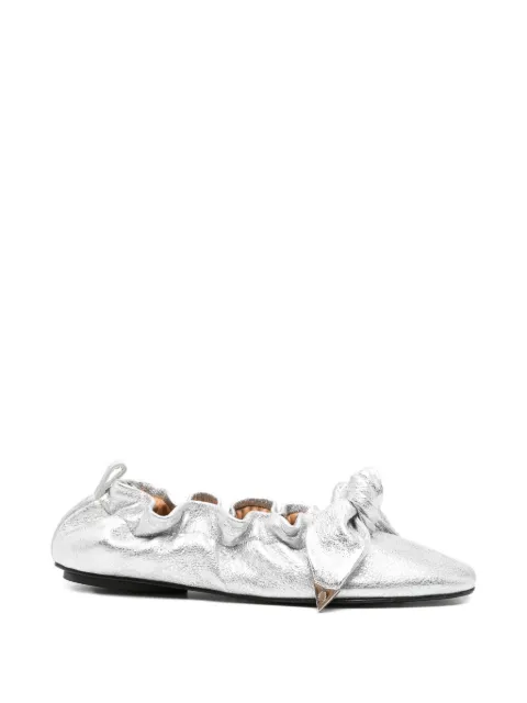 Toga Pulla metallic cracked bow ballet flats Silver FTGPW145407425