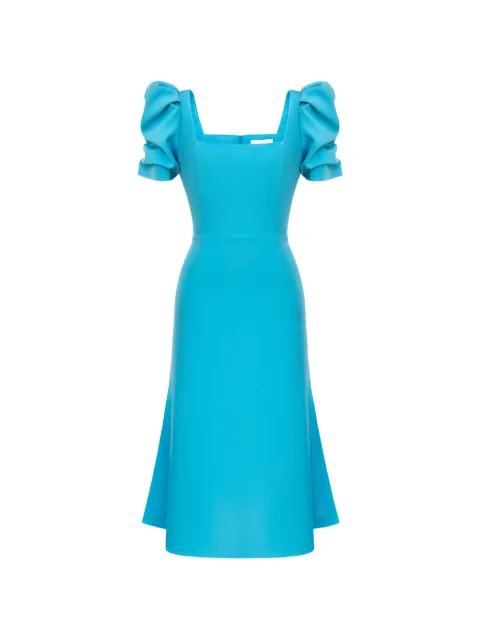POST MERIDIEM square-neck midi dress Blue GODETSILHOUETTESQUARENECKMIDIDRESS