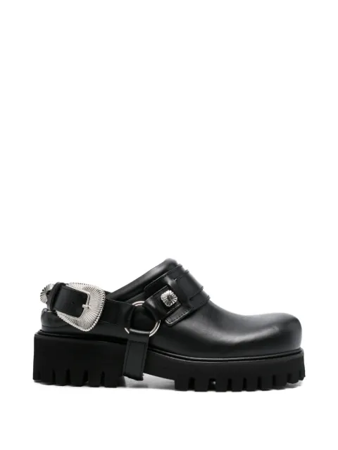 Toga Virilis buckle leather mules Black FTVRM148009009