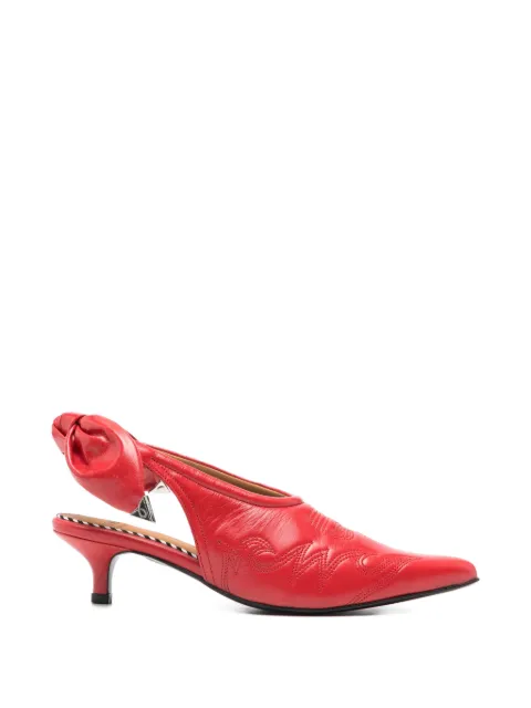 Toga Pulla bow-embellished leather pumps Red FTGPW145702111