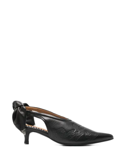 Toga Pulla bow-detail embroidered pumps Black FTGPW145709005