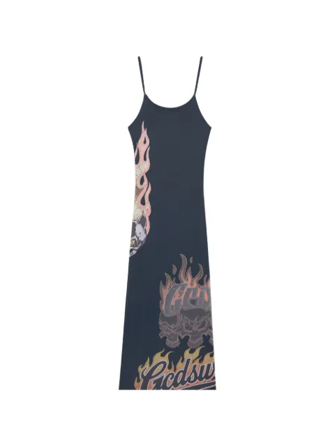 GCDS graphic-print midi dress Black C1WWQB025J036