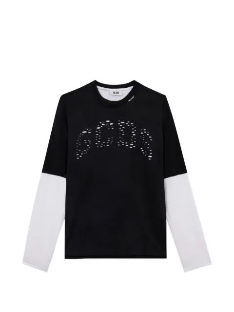 GCDS logo-lettering oversized T-shirt Black C1MBQC077J080