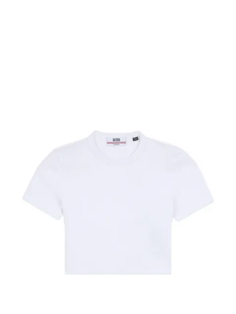 GCDS logo-embroidered crop T-shirt White C1WEQC052J103