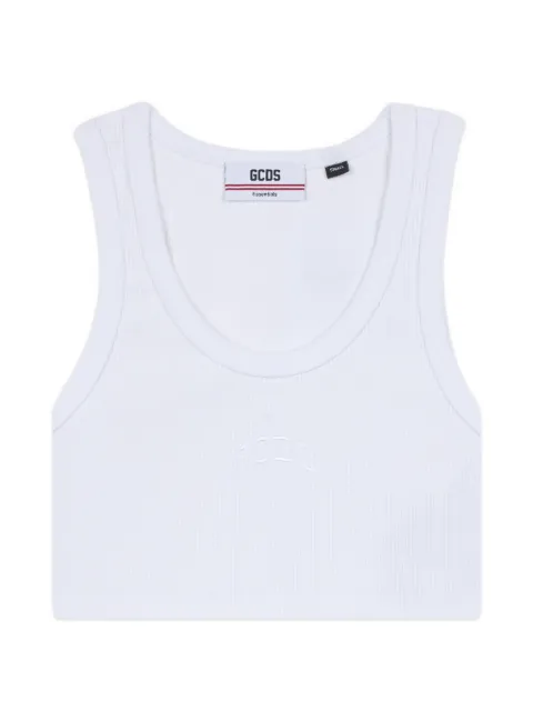 GCDS logo-embroidered crop top White C1WEQC051J103