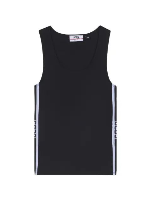 GCDS logo-print side-stripe tank top Black C1WEQC056J012