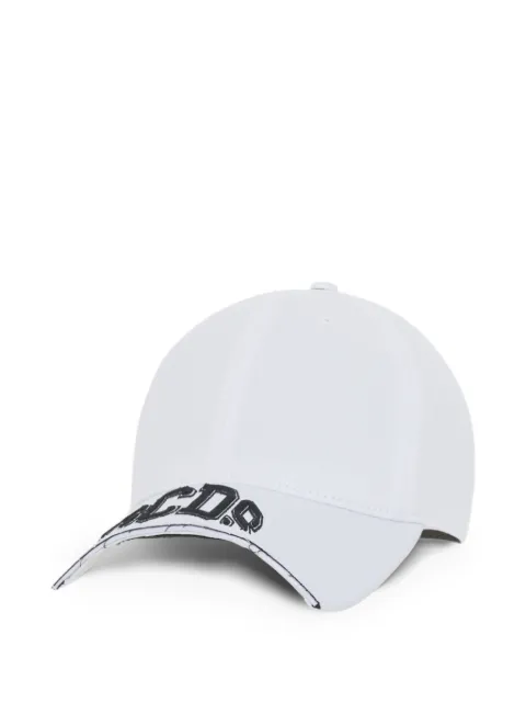 GCDS cut-brim logo-detail cotton baseball cap White Z0UBQN319T125