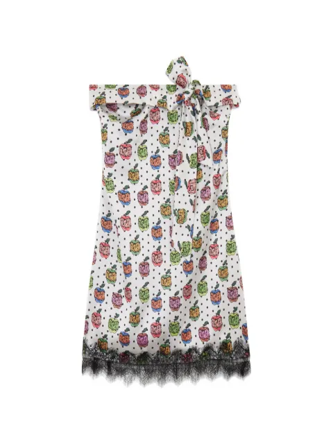 GCDS apple-print lace-detail mini dress White C1WBQB034G090