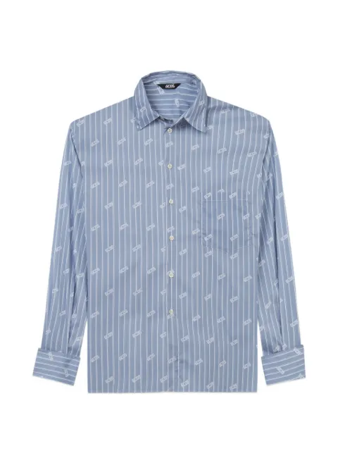 GCDS pinstripe logo-pattern shirt Blue C1MWQH166B061