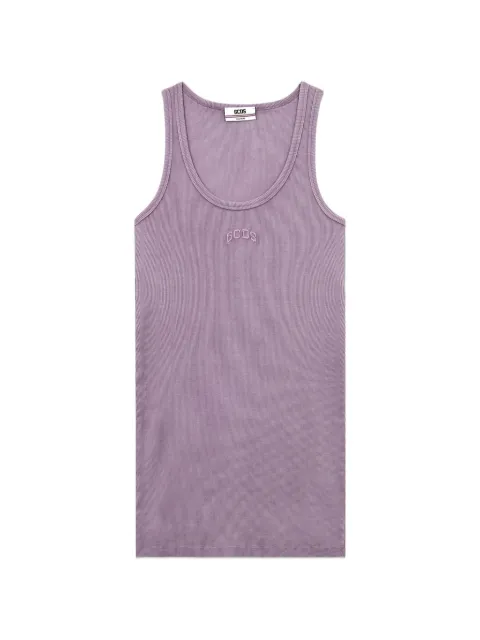 GCDS ribbed-knit log-detail mini dress Purple C1WEQB018J103