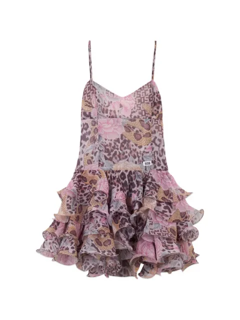 GCDS animal-print ruffled mini dress Pink C1WBQB035G064