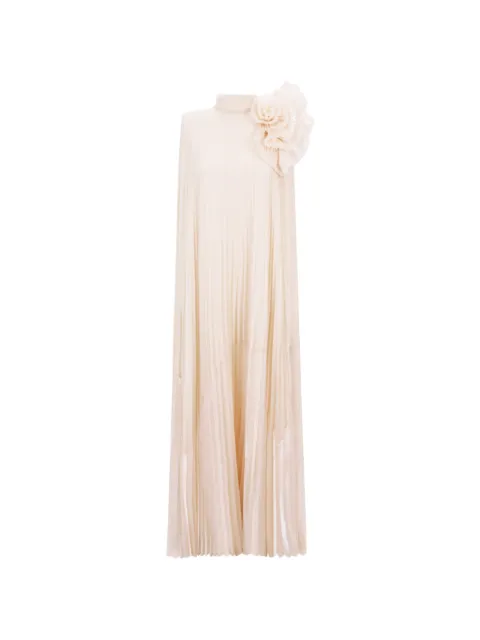 Gemy Maalouf embellished draped flower maxi dress Neutrals EDPF231833LD