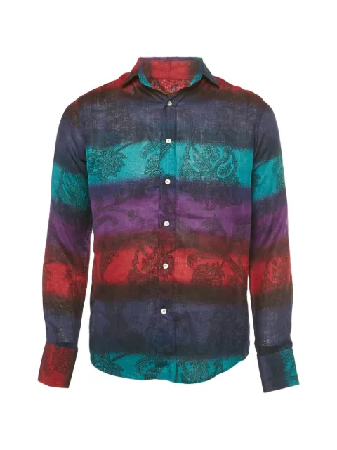 Etro Pre-Owned linen paisley shirt Blue 1254984