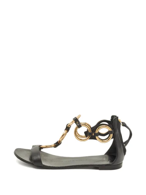 Giuseppe Zanotti Vintage ring detail t-strap sandals Black 1252138
