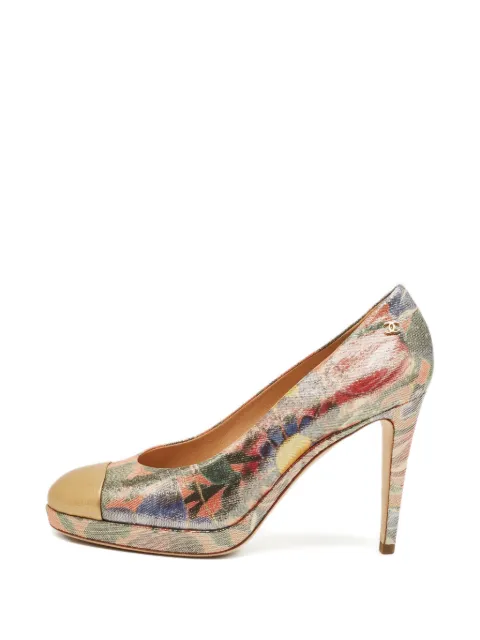 CHANEL Pre-Owned leather metallic-toe pumps Neutrals 1242269