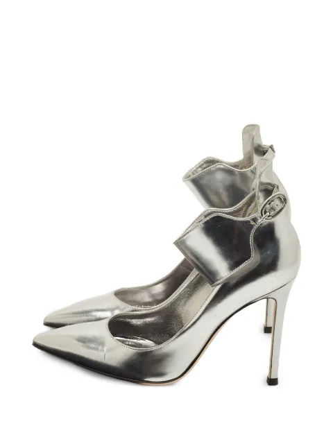 Gianvito Rossi ankle-cuff pointed-toe pumps Silver 1249837