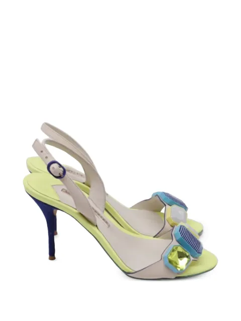Sophia Webster jewel-embellished slingback heeled sandals Neutrals GILTPUUSSH649775W