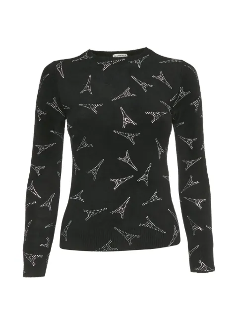 Balenciaga Pre-Owned Eiffel-Tower-pattern crystal-studded T-shirt Black 1243782