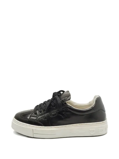 Ferragamo Pre-Owned leather lace-up sneakers Black 1251516