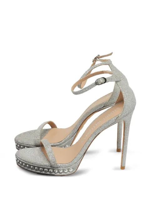 Stuart Weitzman Nudist pearl-trimmed platform sandals Silver 1249465