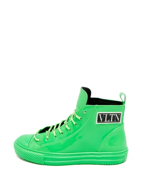 Valentino Garavani Pre-Owned Giggies calf leather high-top sneakers Green 1246592