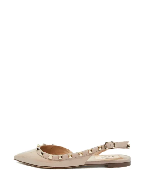 Valentino Garavani Pre-Owned Rockstud leather ballet flats Neutrals 1253659