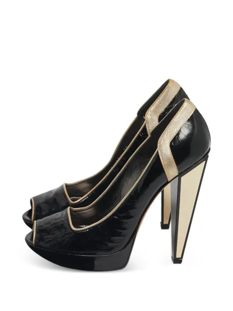 Versace Pre-Owned peep-toe platform leather pumps Black 1249597