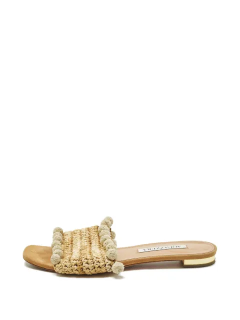 Aquazzura Pom Pom woven sandals Neutrals 1255105