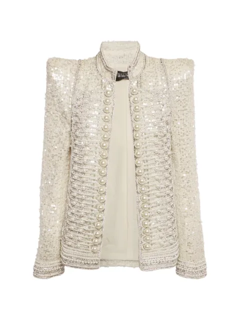 Balmain Pre-Owned embellishment tweed jacket Neutrals 1251524