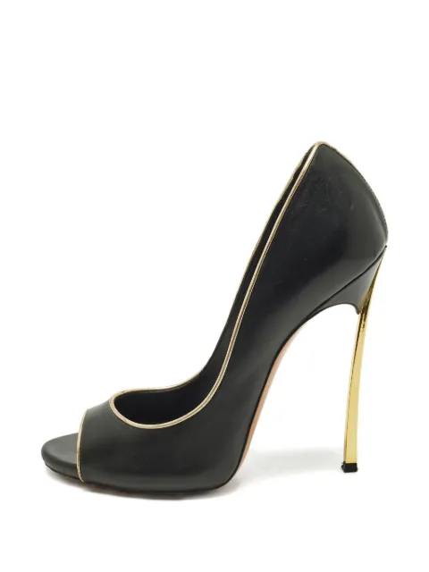 Casadei leather peep-toe pumps Black 1249008