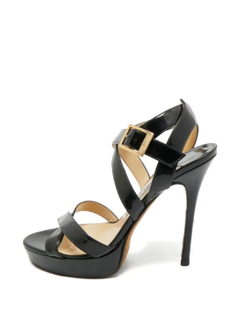 Jimmy Choo Pre-Owned Louise criss-cross-strap patent-leather sandals Black 1256379