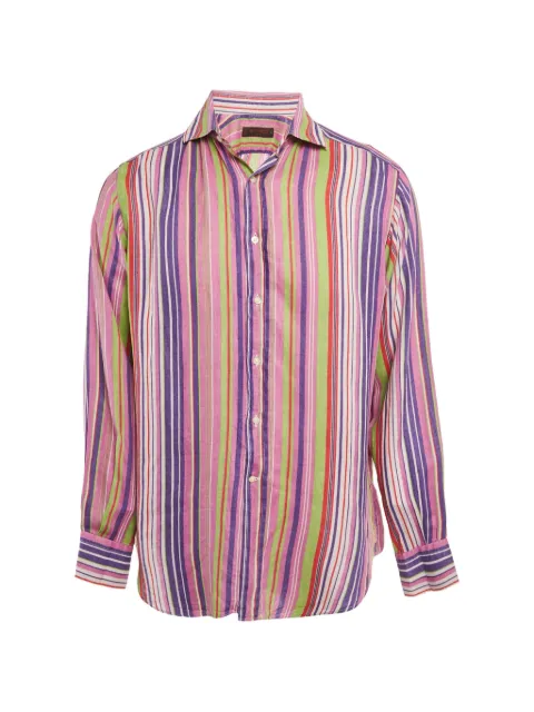 Etro Pre-Owned linen striped shirt Pink 1255622