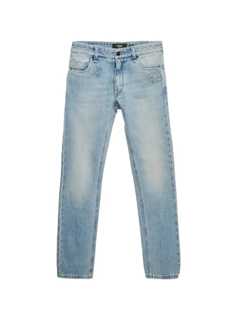 Fendi Pre-Owned logo-appliqué jeans Blue 1250147