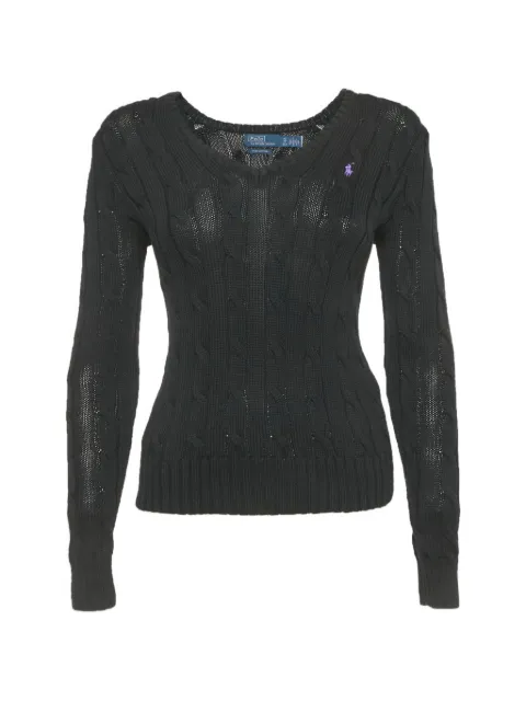 Polo Ralph Lauren Vintage cable-knit V-neck sweater Black 1240478