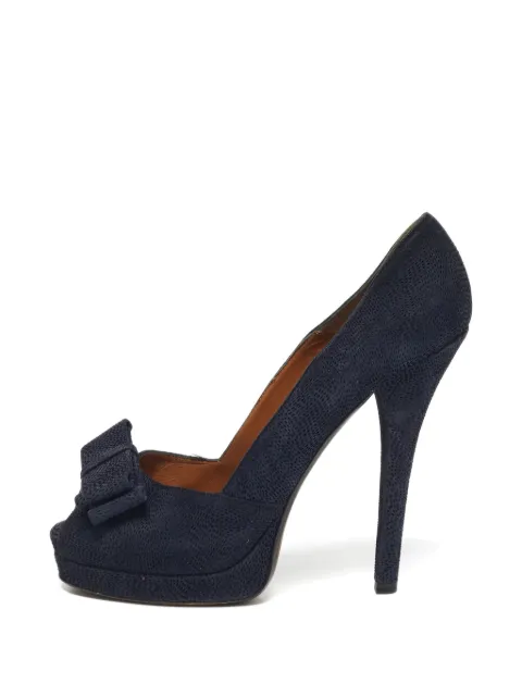 Fendi Pre-Owned Suede bow pumps Blue 1246663