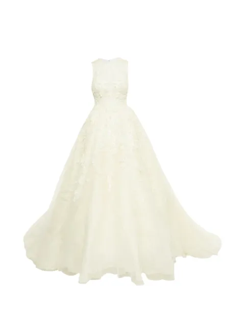 Elie Saab floral-embroidered maxi dress Neutrals 1247062