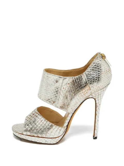 Jimmy Choo Pre-Owned python effect-embossed leather sandals Silver 1246669