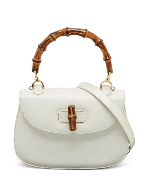 Gucci Pre-Owned Centennial bamboo top-handle satchel bag White 1242724