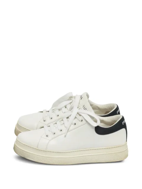 Prada Pre-Owned leather lace-up sneakers White 1242591