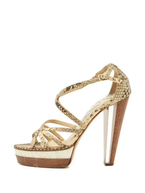 Jimmy Choo Pre-Owned 110mm python-embossed ankle-strap sandals Neutrals 1250717