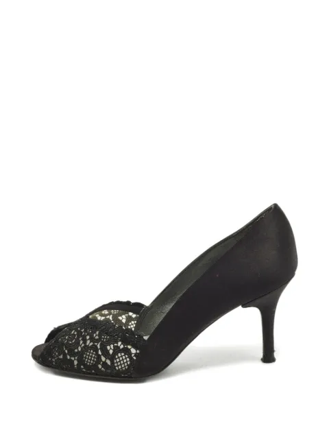 Stuart Weitzman Chantelle satin lace peep-toe pumps Black 1251226