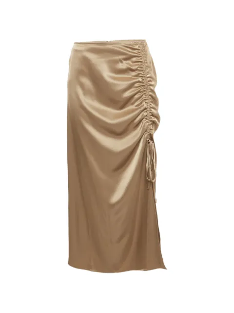 Polo Ralph Lauren Vintage ruched satin-finish midi skirt Brown 1238665