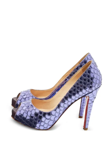 Christian Louboutin Pre-Owned Scaled leather peep-toe pumps Purple 1252659