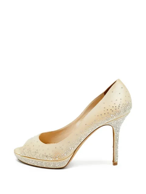 Jimmy Choo Pre-Owned crystal satin pumps Neutrals 1242406