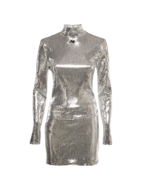ROTATE BIRGER CHRISTENSEN sequined top and skirt set Silver 1246637