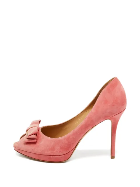 Ferragamo Pre-Owned peep-toe bow pumps Pink 1242358