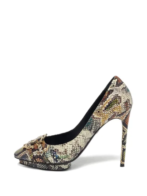 Roberto Cavalli Vintage python-embossed platform pumps Neutrals 1247626
