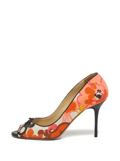 Jimmy Choo Pre-Owned floral-patterned peep-toe pumps Orange 1246636