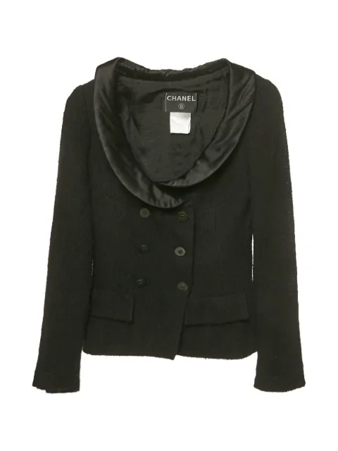 CHANEL Pre-Owned satin-trim jacket Black 1255823