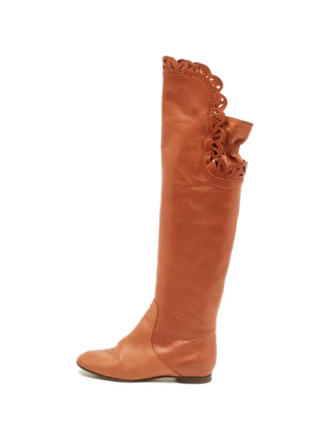 Chloé Pre-Owned scalloped laser-cut boots Brown 1237896